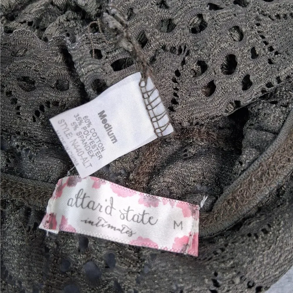 Altar'd State Lace Bralette Women's‎ Medium Dark Olive Green Racer Back Lined
